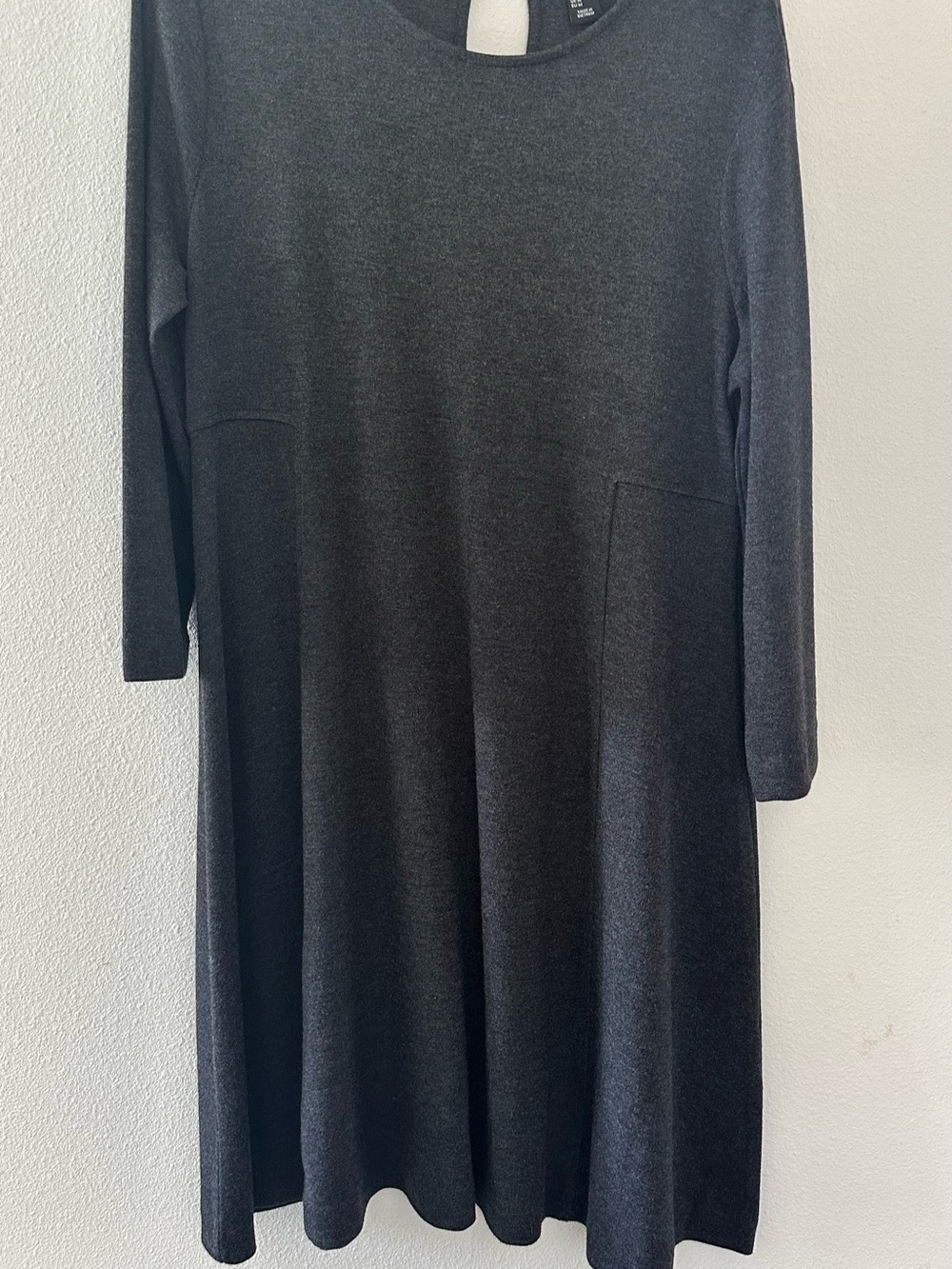 Adrienne Vittadini Charcoal Long-Sleeve A-Line Dress. Stretch knit. Hangs nicely